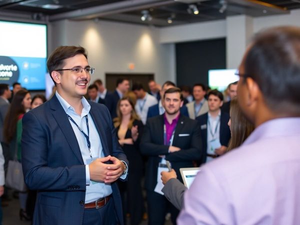 Persoană care vorbește la un eveniment de afaceri.