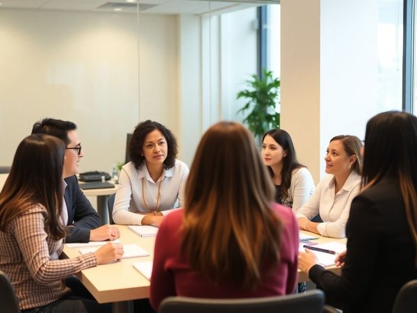 Grup divers de oameni la o întâlnire de afaceri.